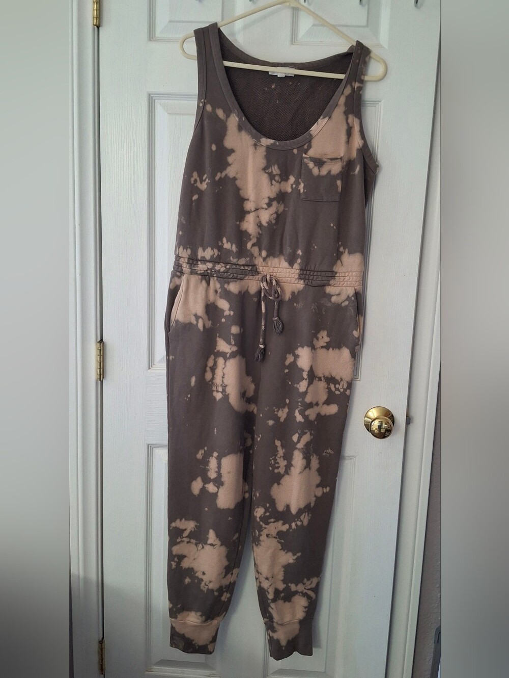 Hashttag French terry jumpsuit tie Dye Bleach Design Tapered Jogger Womens M USA